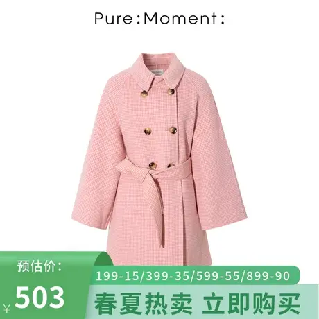 Pure:Moment/毛呢外套女2021年秋季新款小个子双排扣气质休闲大衣图片
