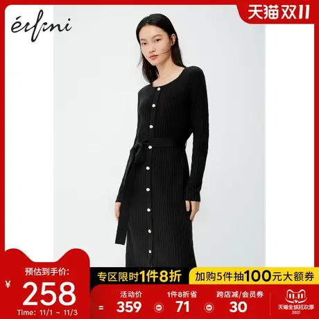 【商场同款】伊芙丽2020新款冬装韩版连衣裙1BA294421-2图片