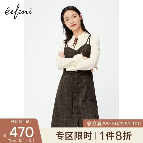 【商场同款】伊芙丽2020年新款冬装韩版显瘦吊带连衣裙1BA193181图片