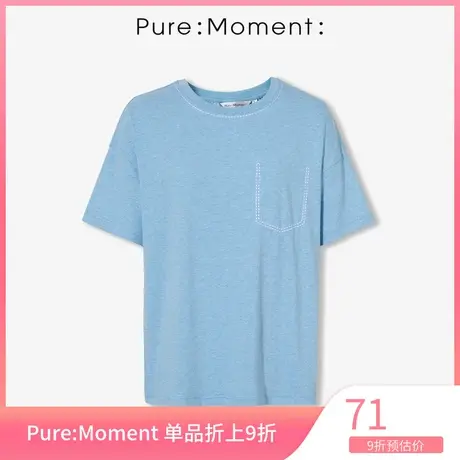 Pure:Moment夏季新款百搭短袖圆领纯色t恤上衣女图片